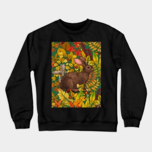 Autumn Rabbit  on green Crewneck Sweatshirt